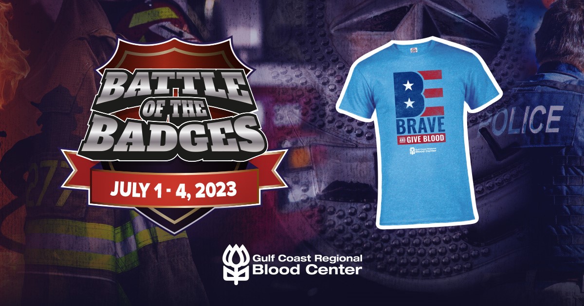 Give Blood in Gulf Coast Regional Blood Center's Battle of the Badges in July