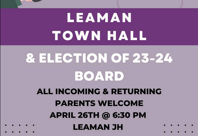Town Hall Meeting at Leaman JH - April 26th