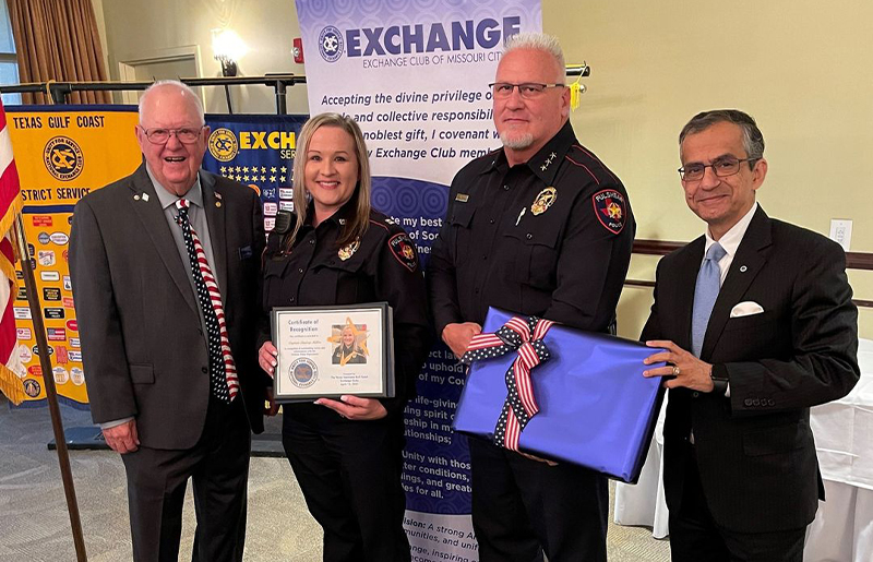 Fulshear Police Captain Honored by Exchange Club of Fort Bend County