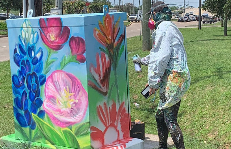 Local Muralist Beautifies Traffic Control Cabinets in Katy Area