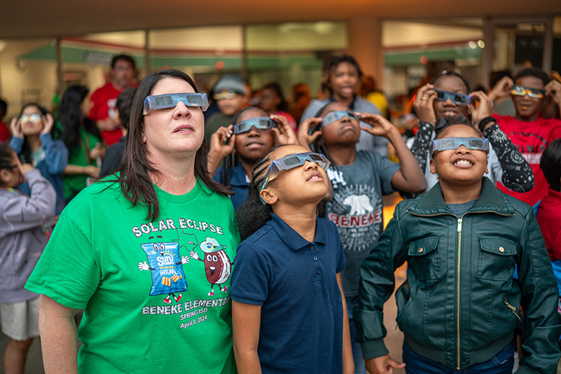 Beneke ES Students Look to the Skies for a Glimpse of Rare Solar Eclipse Event