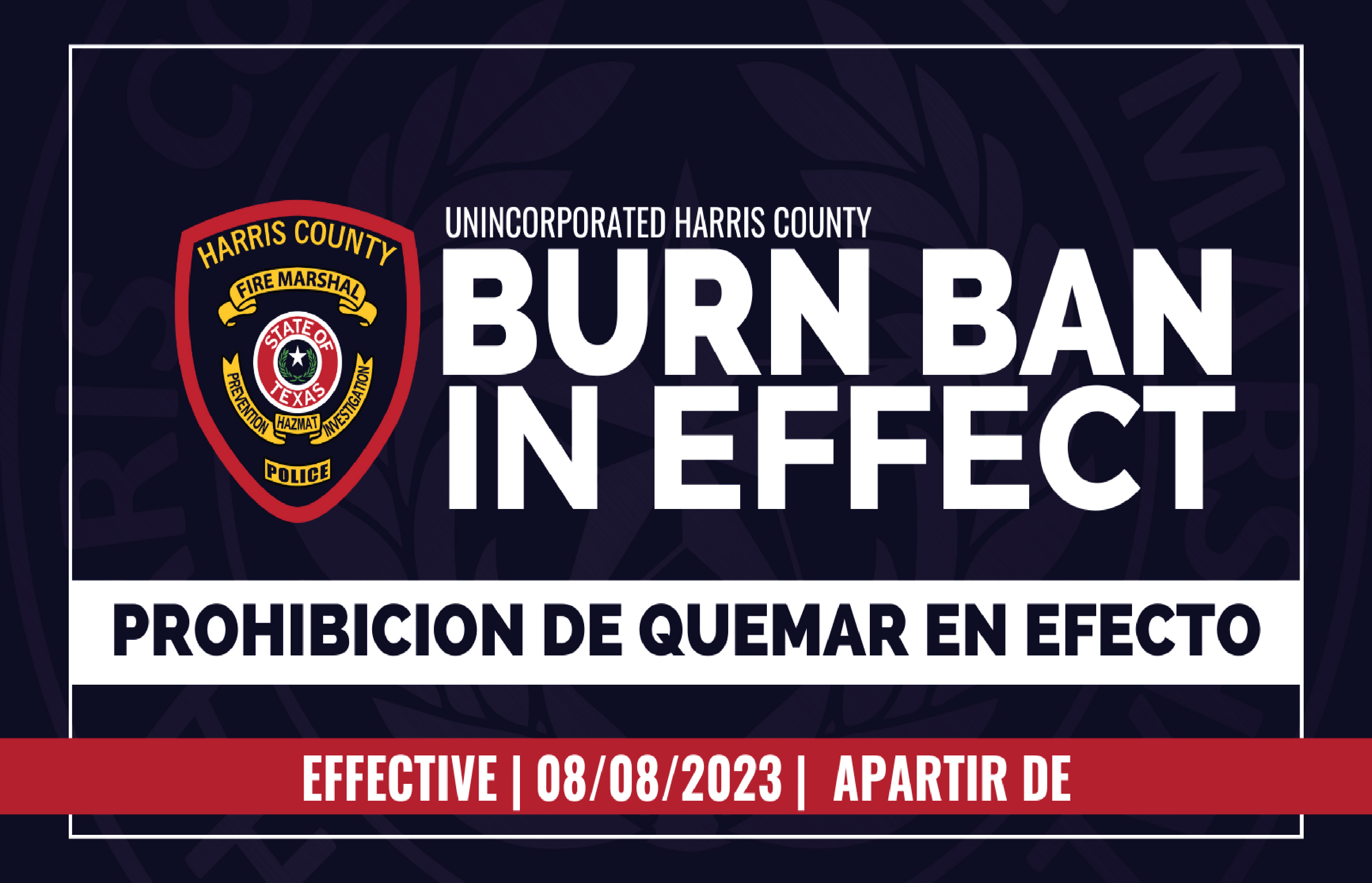 Burn Ban in Effect Across Unincorporated Harris County