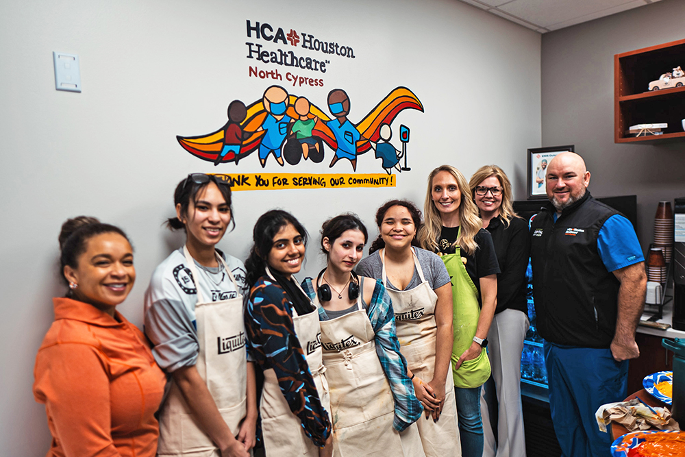 Cy Falls High School Art Students Paint Mural at HCA Hospital North Cypress