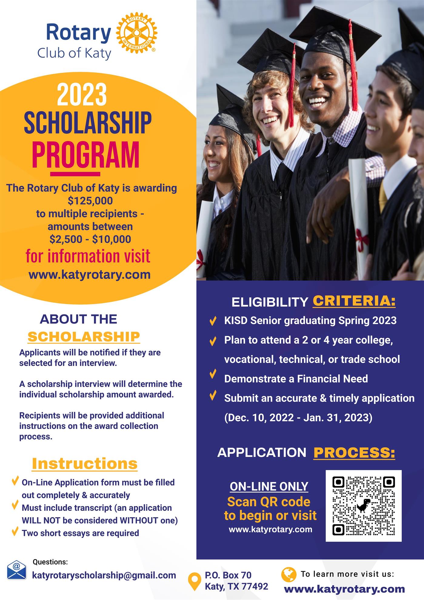 Rotary Club of Katy Scholarship Application Deadline Fast Approaching pic pic