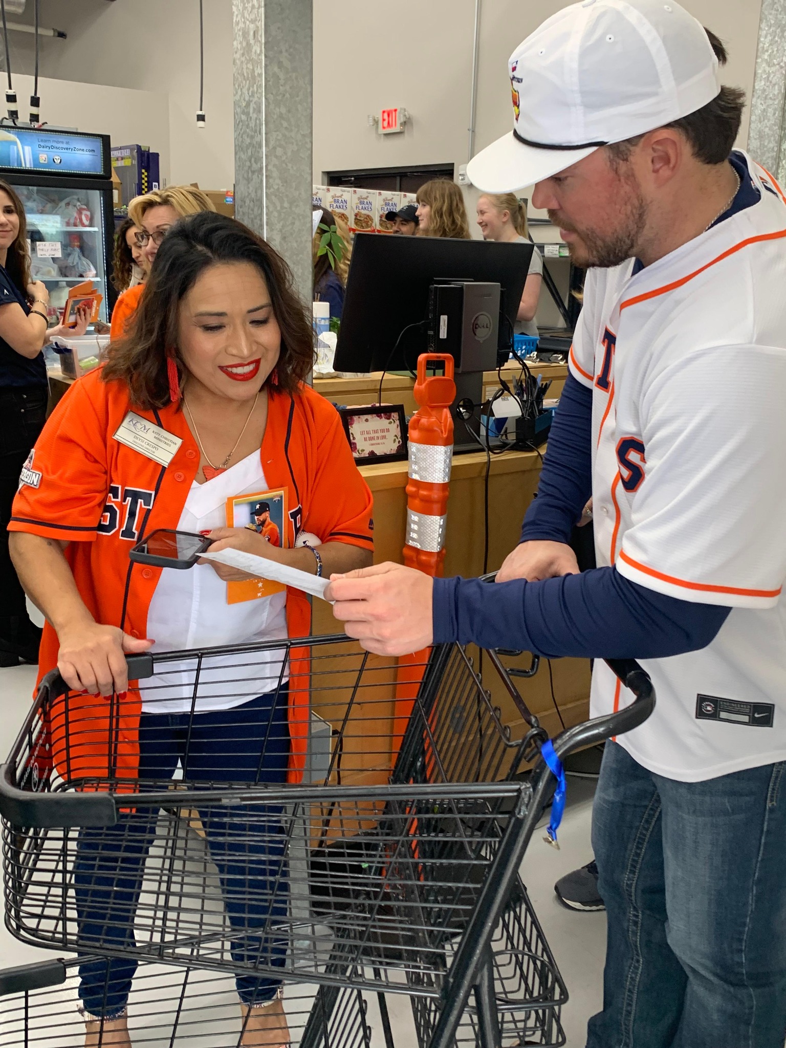 Houston Astros players shop with kids at Academy during Astros-Caravan stop
