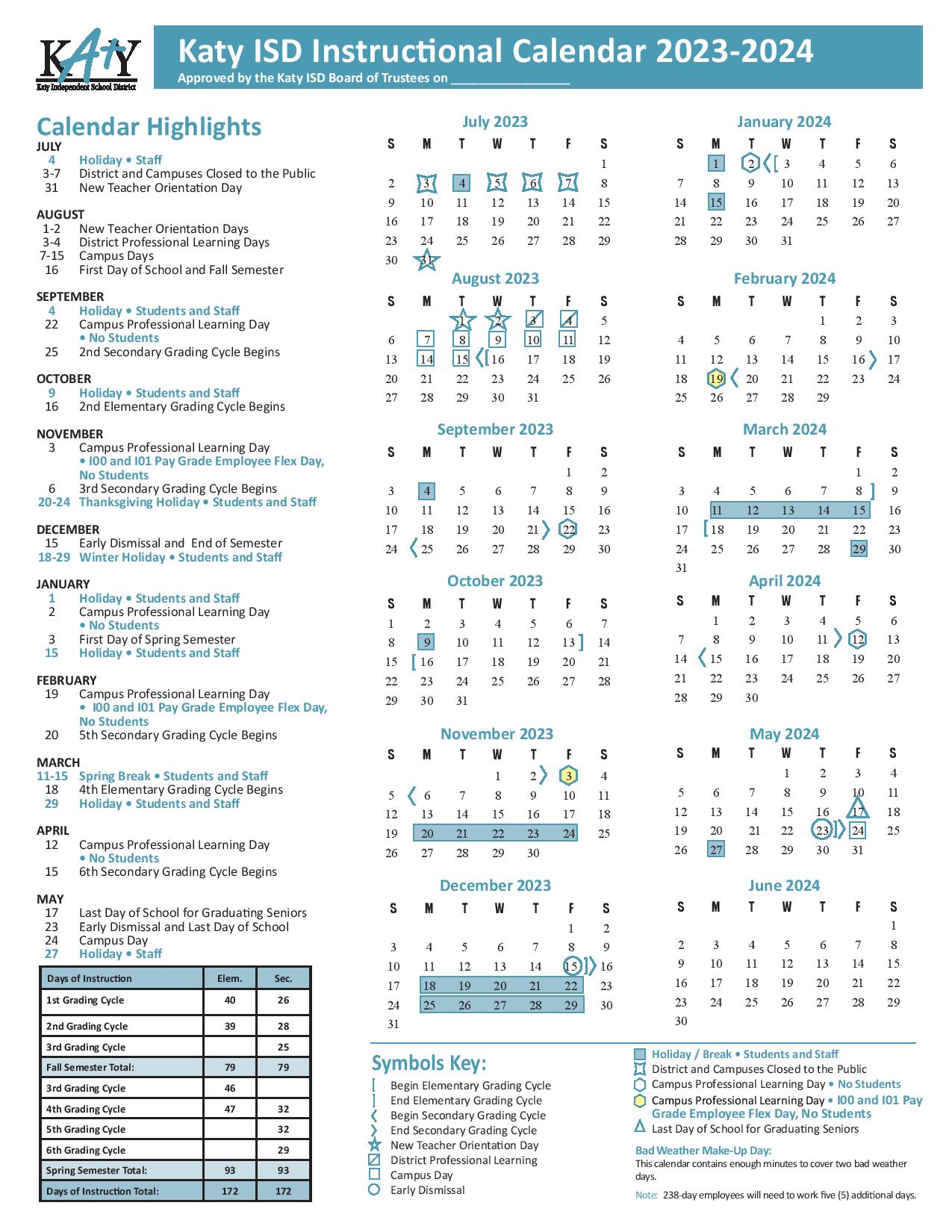Katy ISD Approves 2024 2025 Instructional Calendar