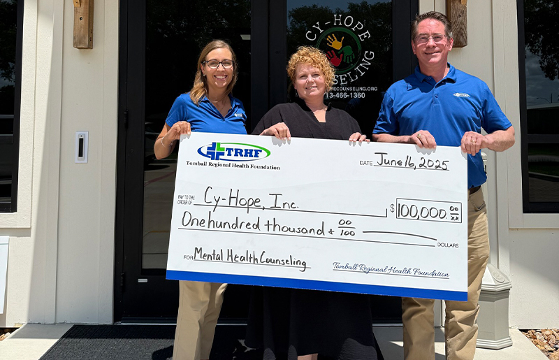 Tomball Regional Health Foundation Donates $100,000 to Cy-Hope to Expand Mental Health Services in Cypress and Waller