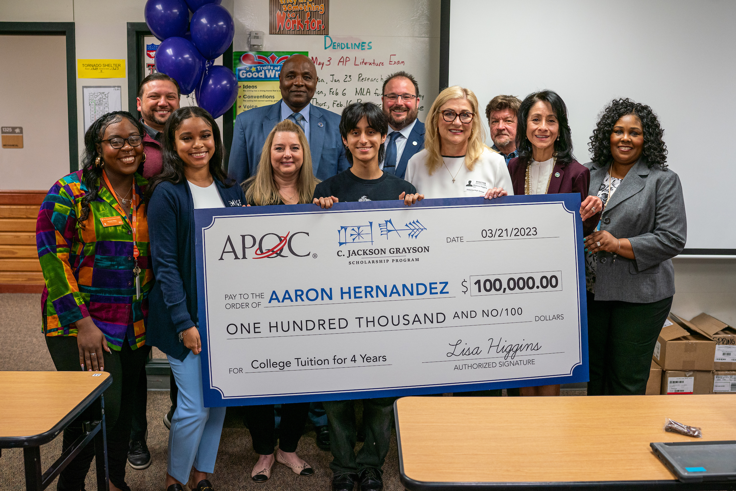 Dekaney HS Senior Surprised with $100,000 Scholarship from APQC