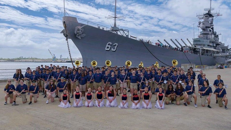 Tompkins HS Falcon Band Performs at Pearl Harbor