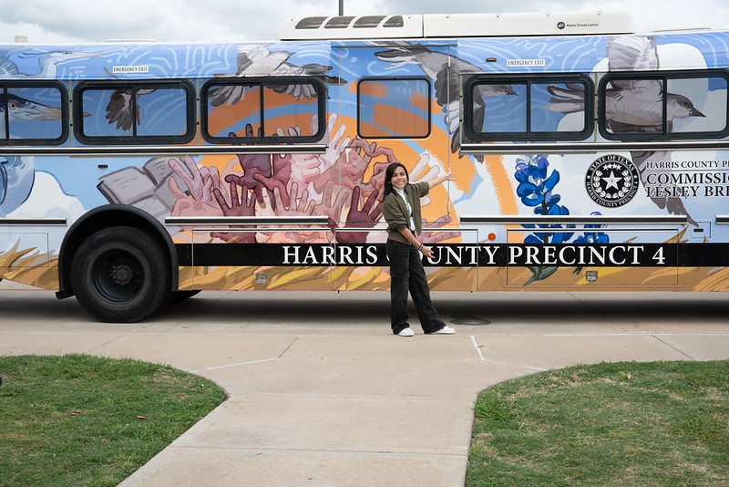 Commissioner Lesley Briones Celebrates Student Art on Harris County Precinct 4 Buses