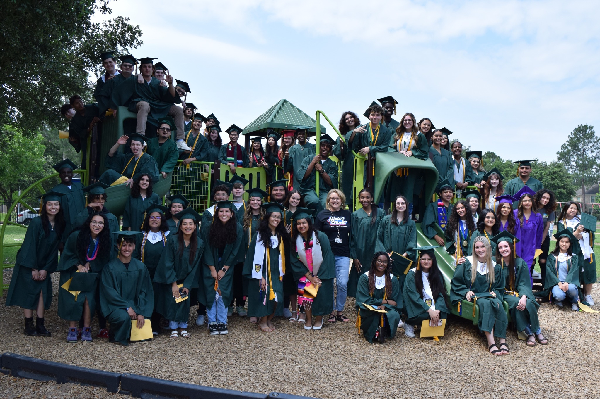 Cy-Falls Grads Participate in Senior Walk at Owens Elementary