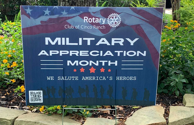 Rotary Club of Cinco Ranch Selling Military Appreciation Yard Signs