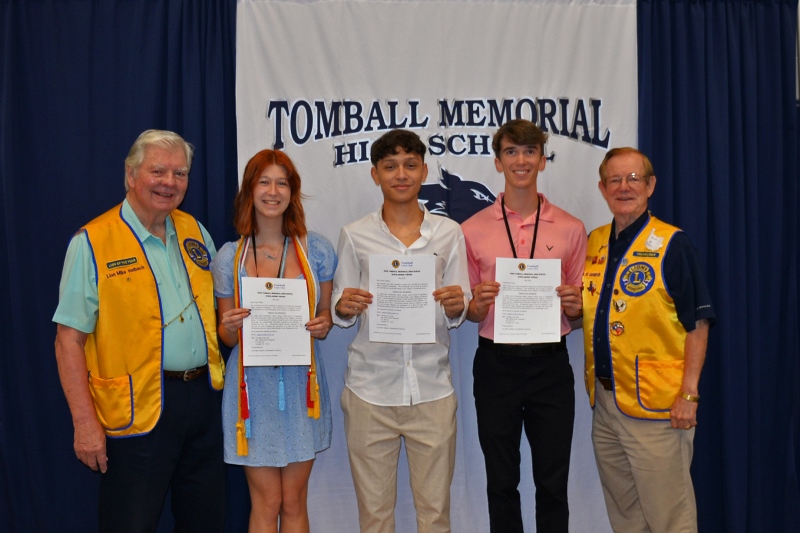 Tomball Lions Club Awards Scholarships to Three Tomball Memorial HS Seniors