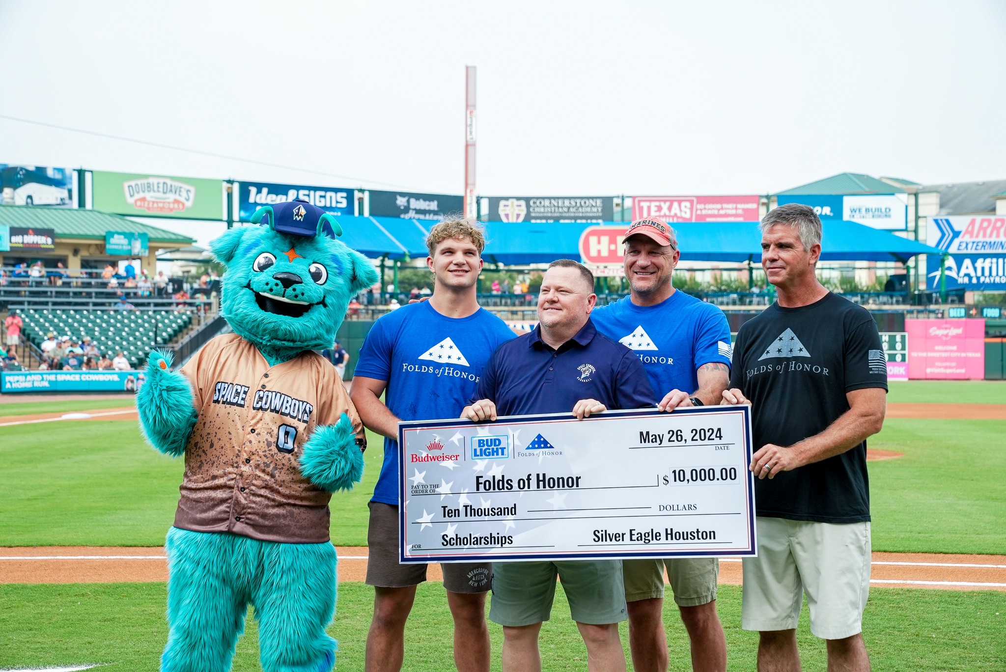Bud Light and Silver Eagle Distributors Donate $10,000 to Folds of Honor at Sugar Land Space Cowboys Game