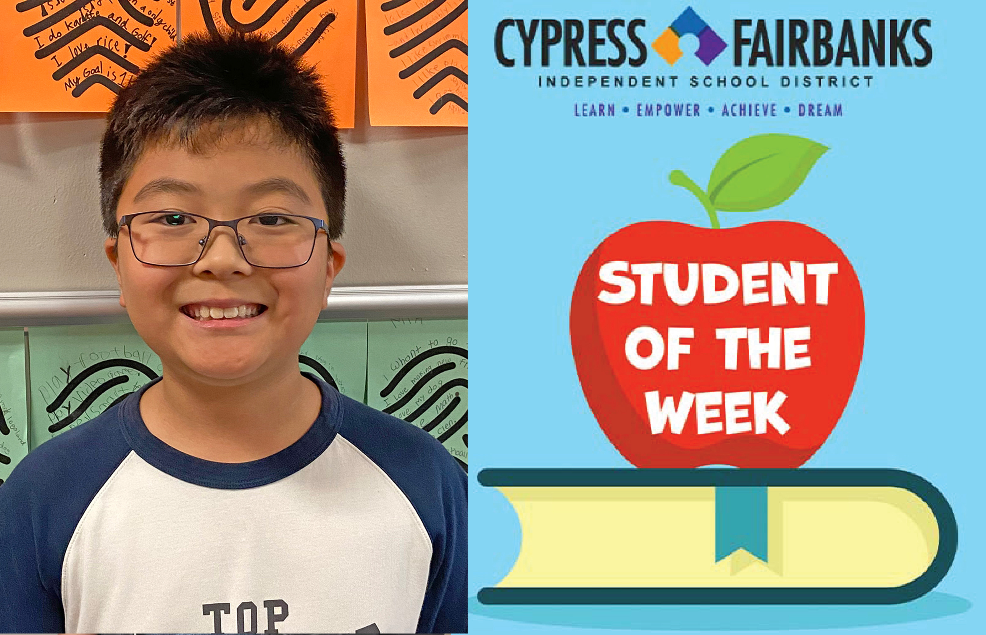 Wells Elementary School Fourth Grader Named Cy-Fair ISD Student of the Week