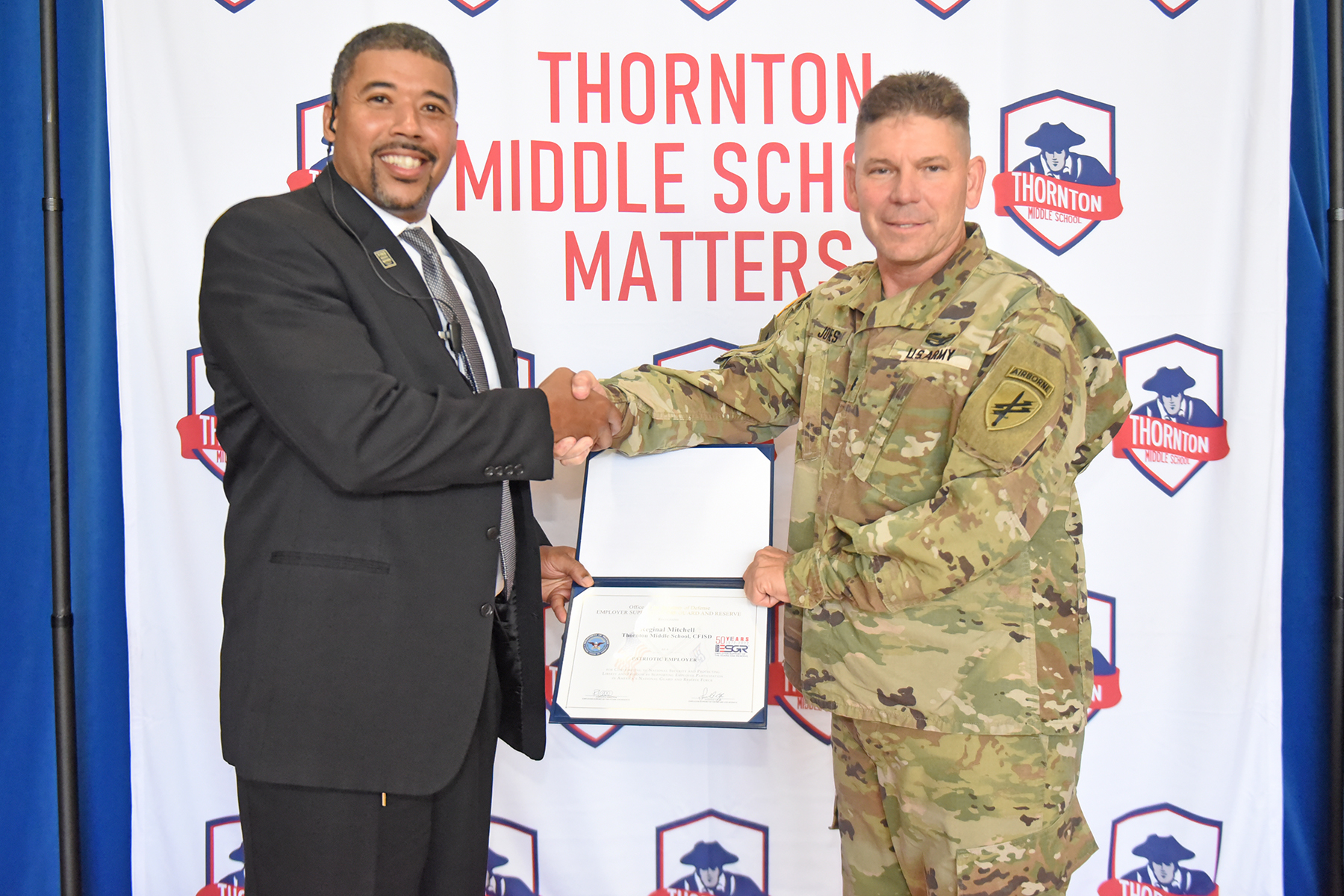 Thornton MS Principal Named a Recipient of ESGR Patriot Award