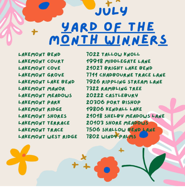 July Yard of the Month Winners