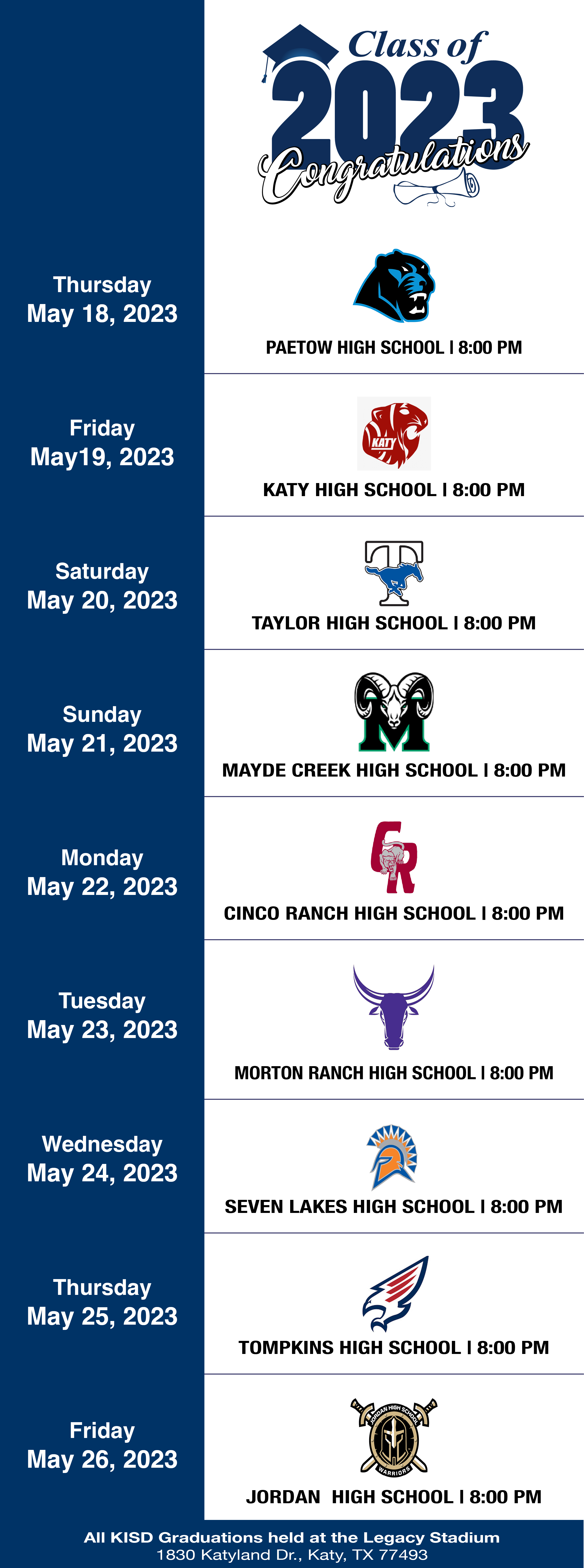 2023 Katy ISD Graduations