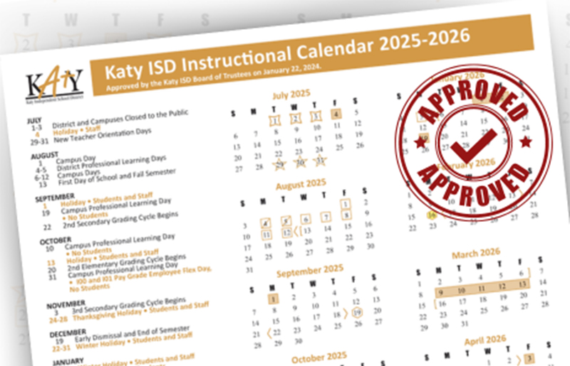 Katy ISD Approves 2025-2026 Instructional Calendar 