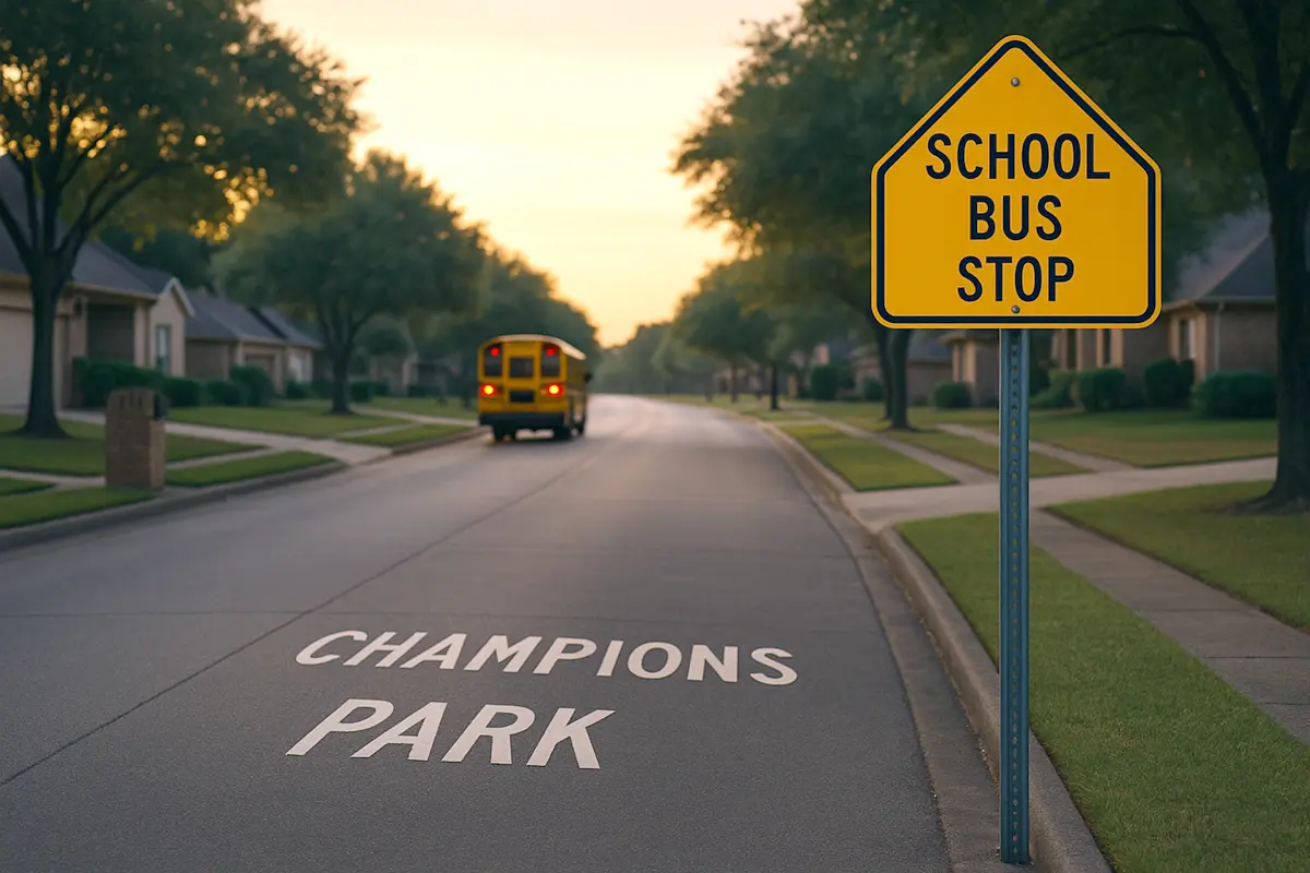 Safety Reminder: Watch for Children at Champions Park Drive Bus Stops