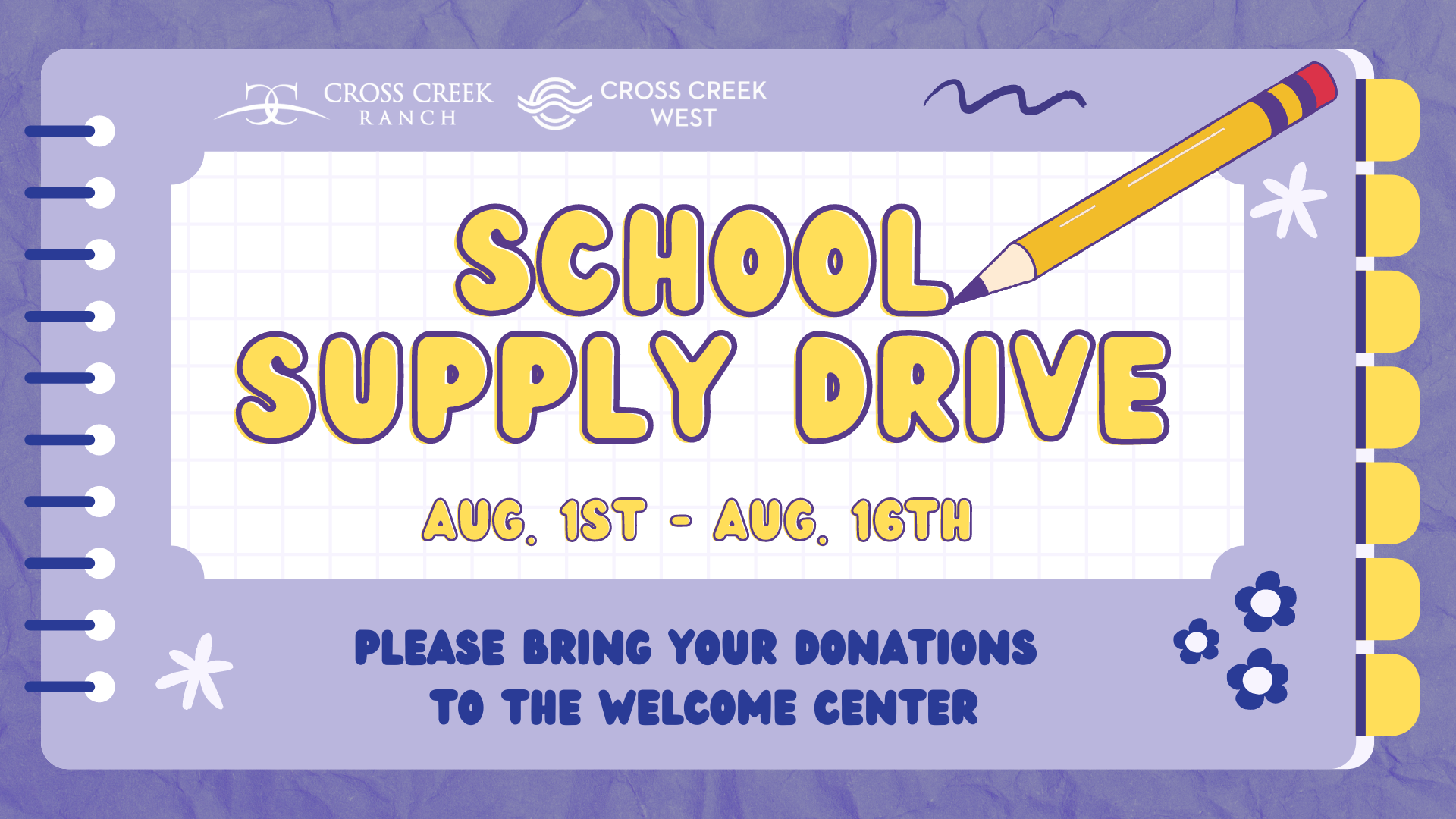 Cross Creek Ranch Cares: School Supply Drive Starts August 1